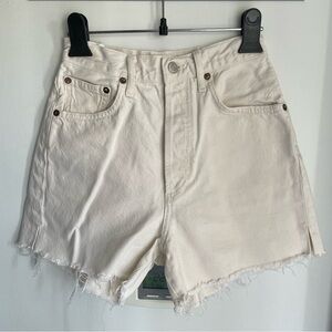 AGOLDE High Rise White Denim Shorts